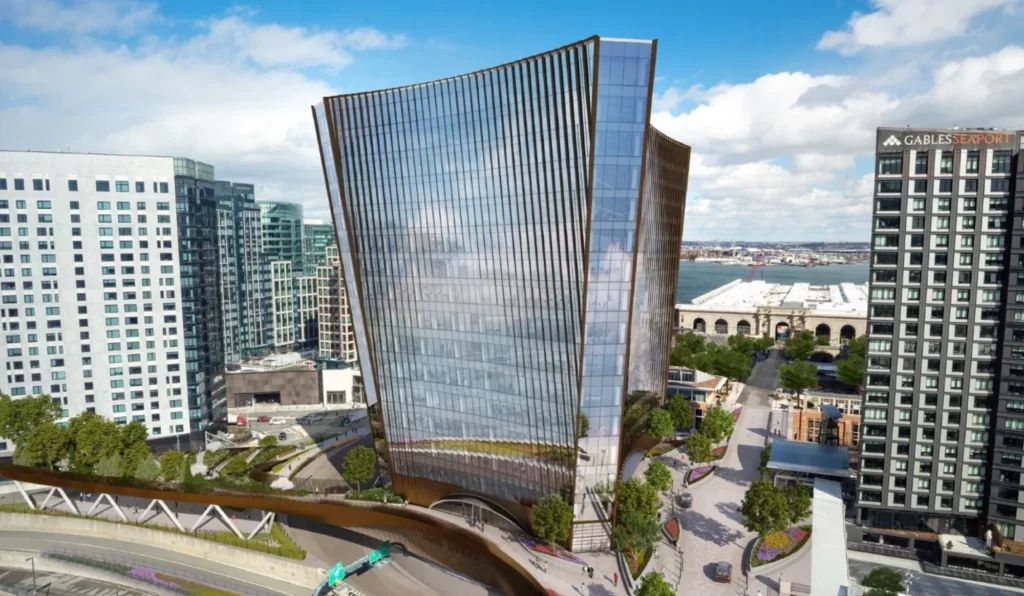 Rendering of Boston Global Investors’ 10 World Trade, Boston Seaport, designed by Sasaki