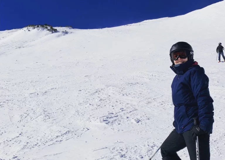 Molly Silvia skiing on a snow covered New Hampshire mountain