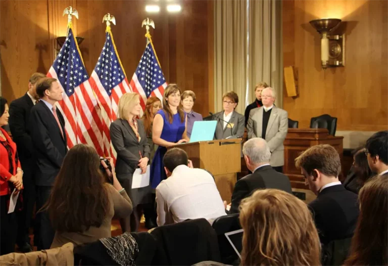 Semper Sarah giving a press announcement at the Advocate & Leadership Training press conference