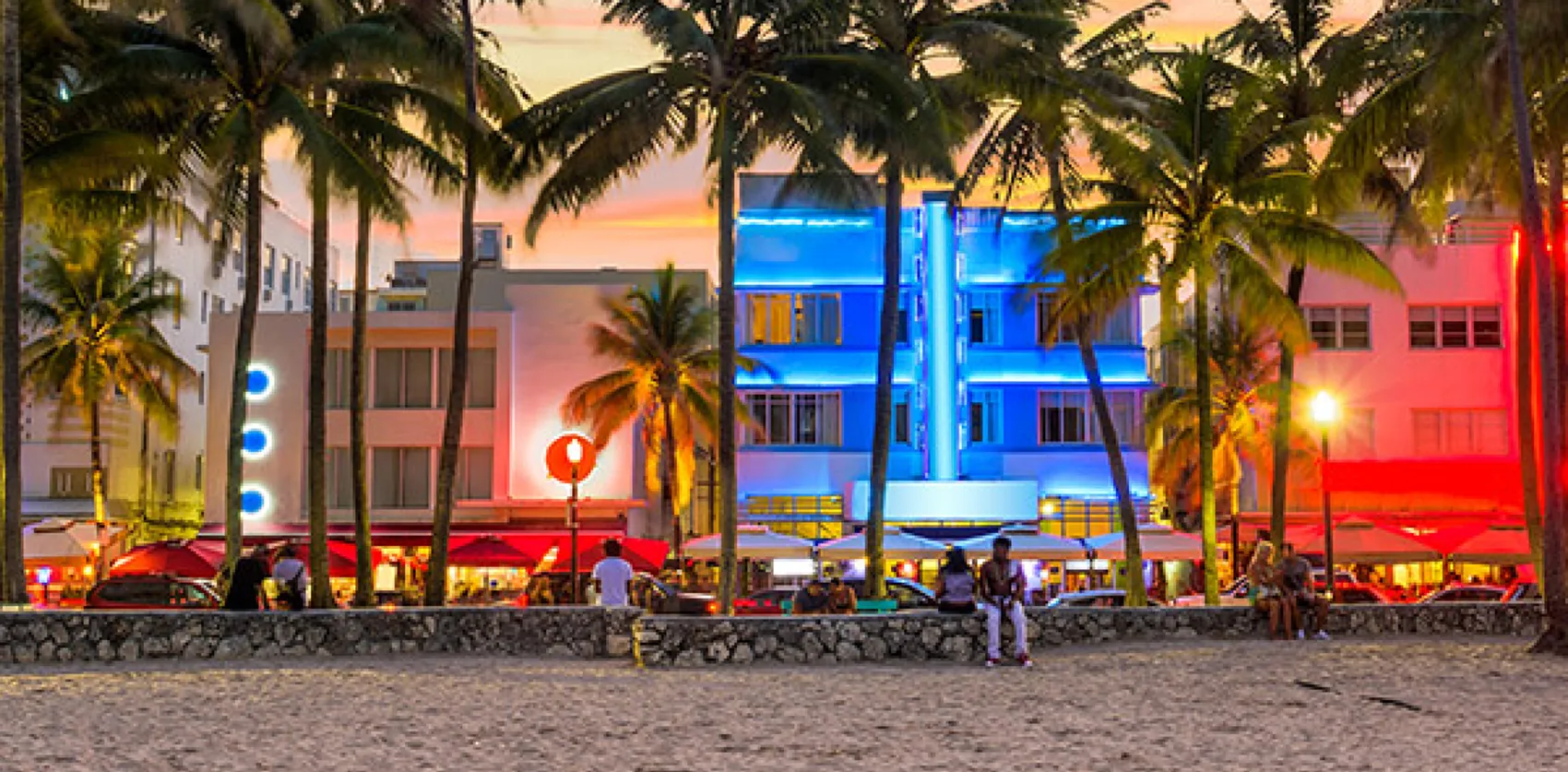 A beach with palm trees in Miami, Florida