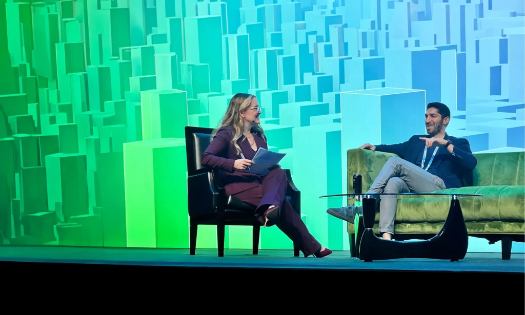 Lisa Nickerson interviewing PiLabs founder Faisal Butt at CREtech London 2024