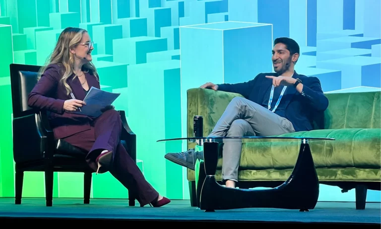 Lisa Nickerson interviewing PiLabs founder Faisal Butt at CREtech London 2024