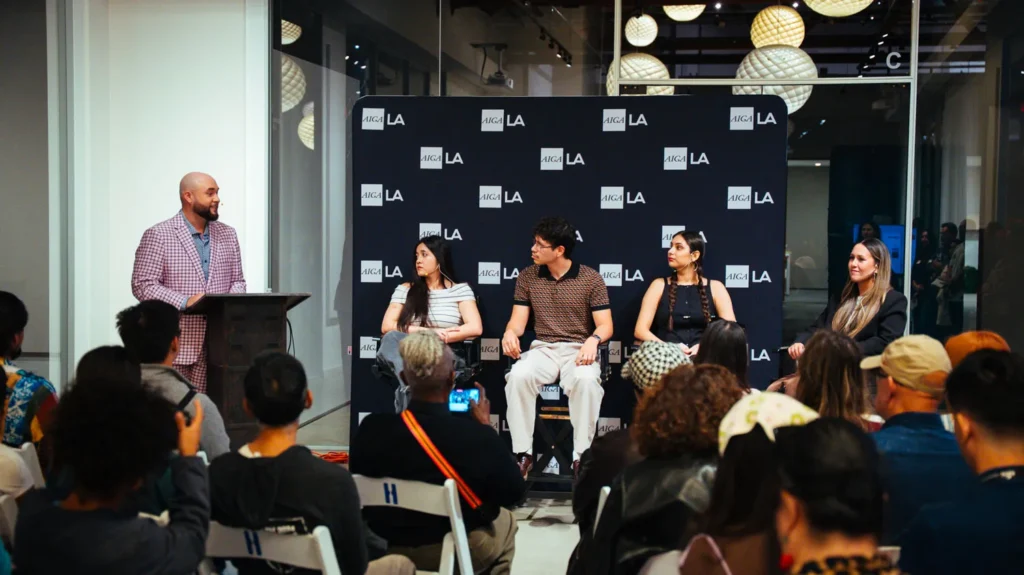 Joseph Soto moderating the Emergence Designer Showcase Panel Discussion