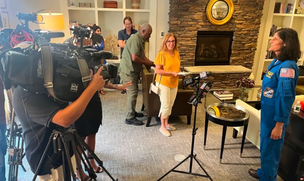 Suni Williams being interviewed at Winegate